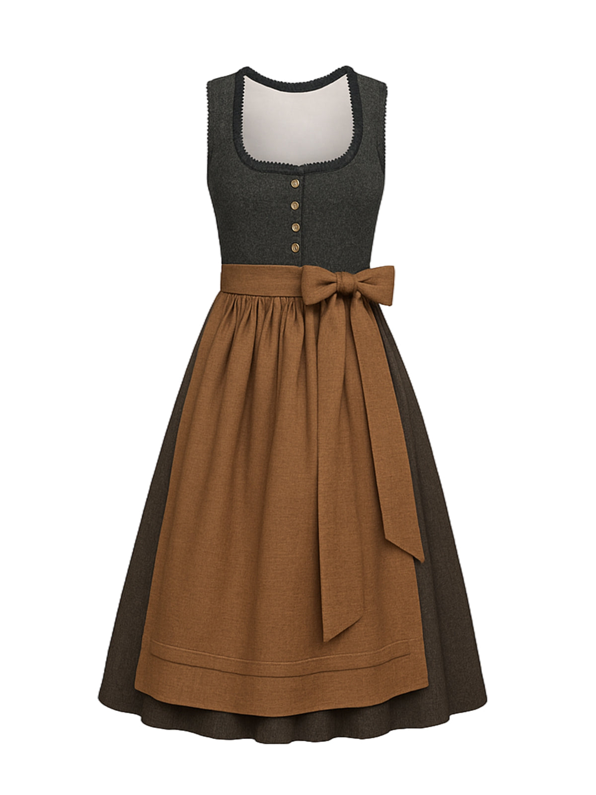 Schwarz Dirndl mit Gerader Ausschnitt - BARBARA