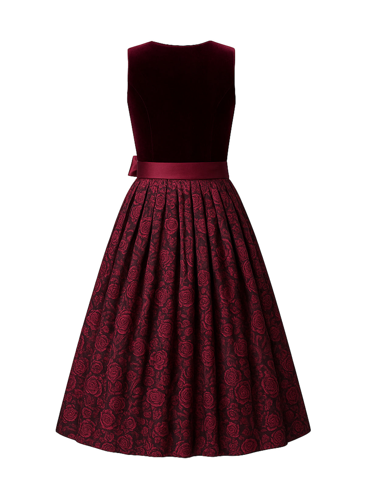 Rot Dirndl mit Gerader Ausschnitt - MARINA