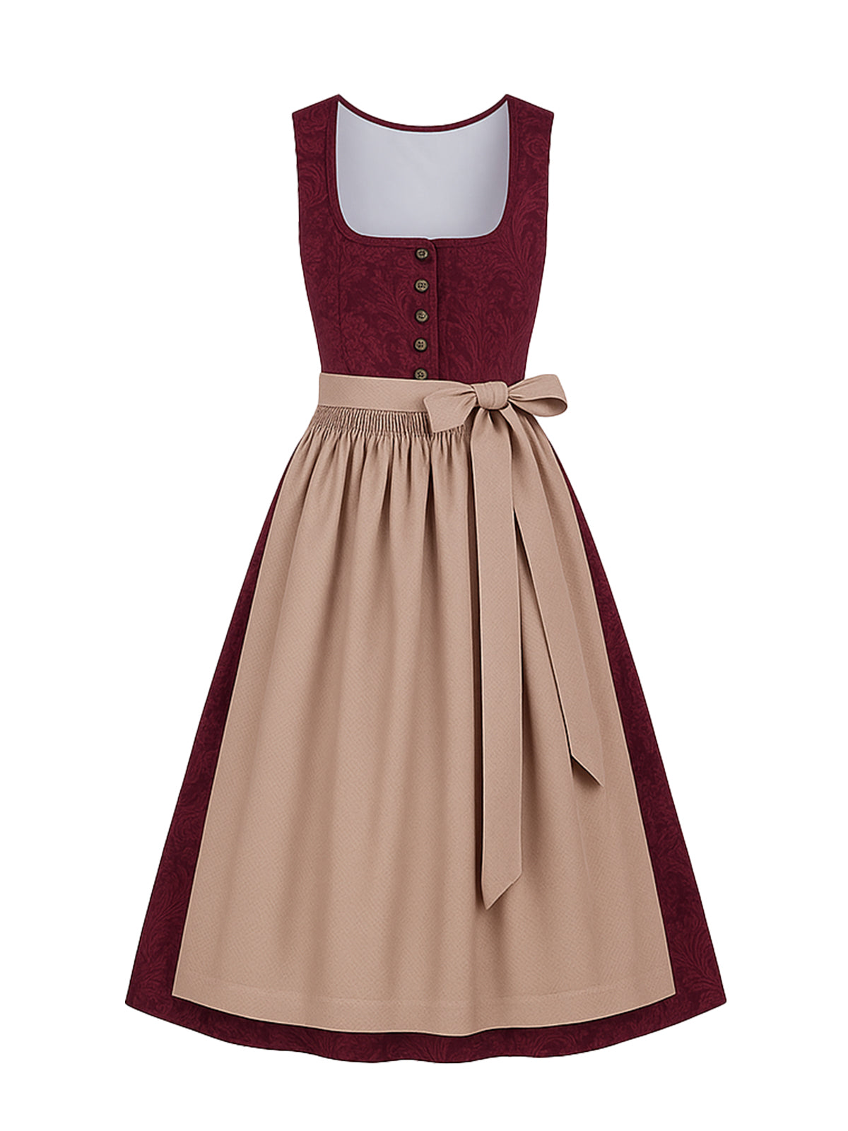 Rot Dirndl mit Gerader Ausschnitt - LENA