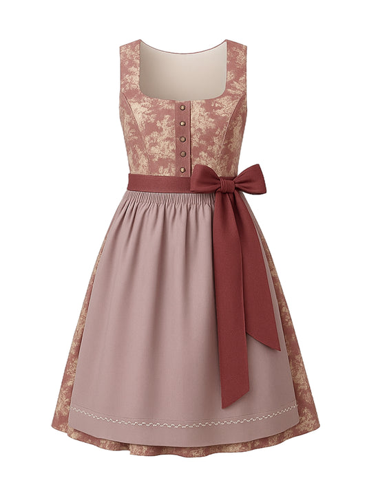 Rosa Dirndl mit Gerader Ausschnitt - BIRGIT