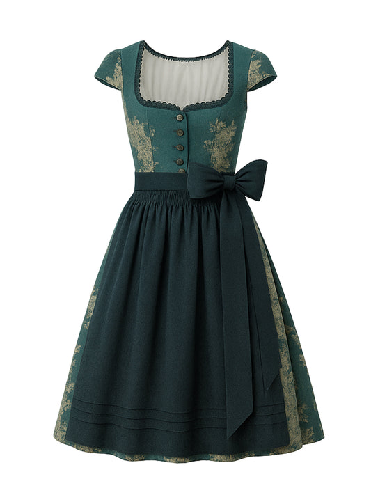 Grün Dirndl mit Gerader Ausschnitt - HILDE