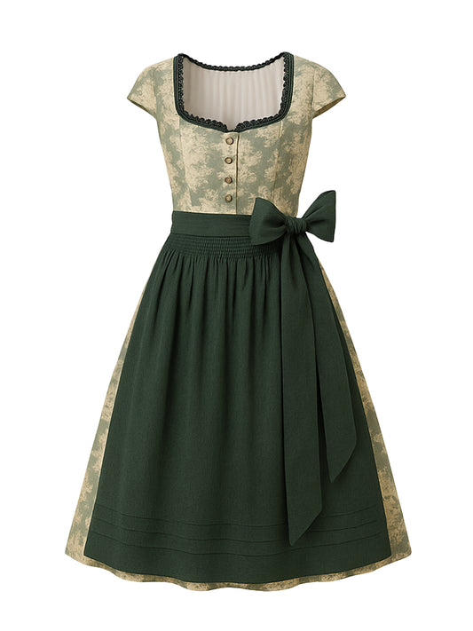 Grün Dirndl mit Gerader Ausschnitt - VERONIKA