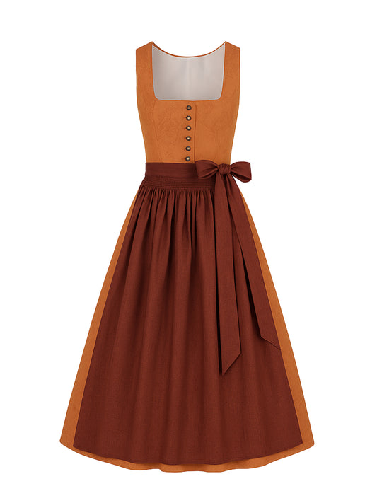 Orange Dirndl mit Gerader Ausschnitt - GISELA