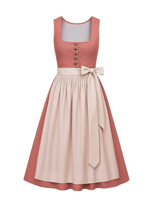 Rosa Dirndl mit Gerader Ausschnitt - SUSANNE