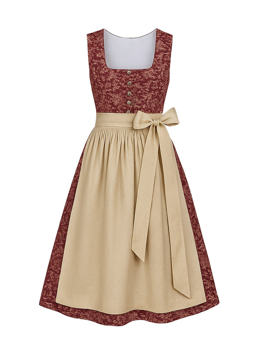 Rot Dirndl mit Gerader Ausschnitt - NICOLE
