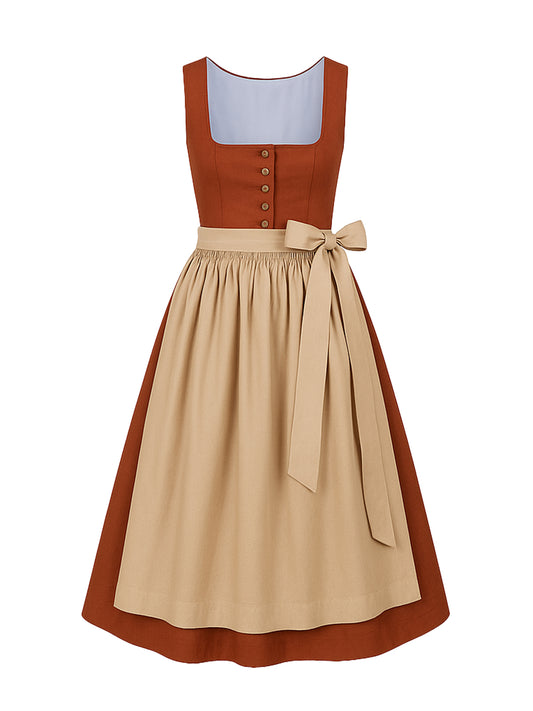 Rot Dirndl mit Gerader Ausschnitt - GABRIELE