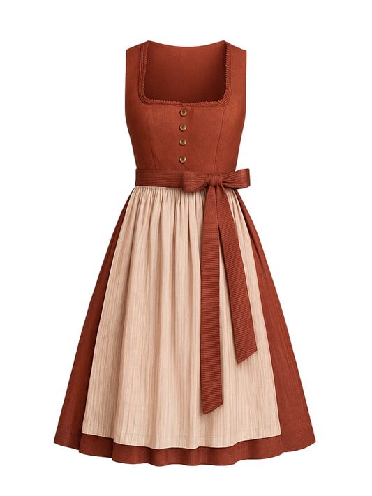 Rot Dirndl mit Gerader Ausschnitt - ILSE