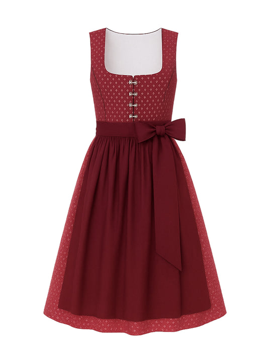 Rot Dirndl mit Gerader Ausschnitt - FRANZISKA
